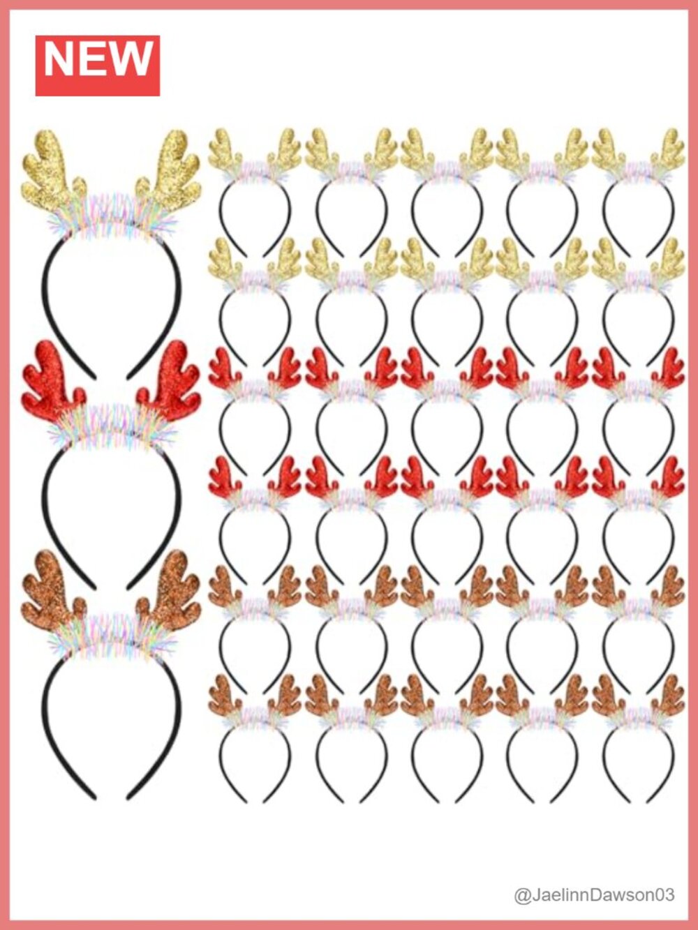 30 Pcs Reindeer Antlers Headband with Ears Deer Costume Sequin Plastic